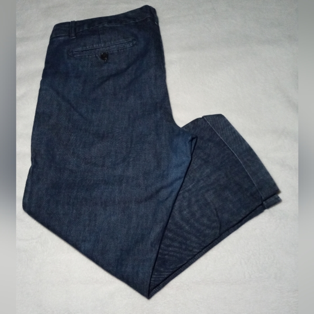 GAP Women's Dark Wash Stretch Denim Trouser Pants Cuffed Size 14